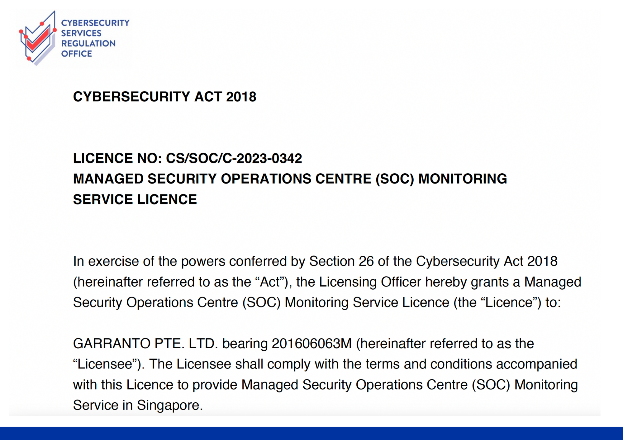 Managed Security Operations Centre (SOC) Monitoring Service Licence - CS/SOC/C-2023-0342